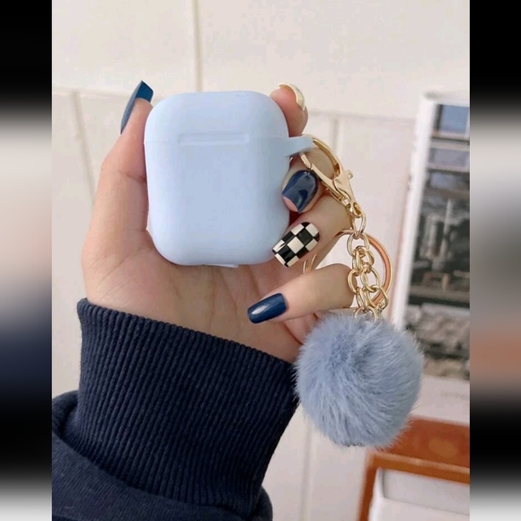 Fluffy Pom Pom Charm Case Compatible With AirPods Pro - Picture 3 of 7